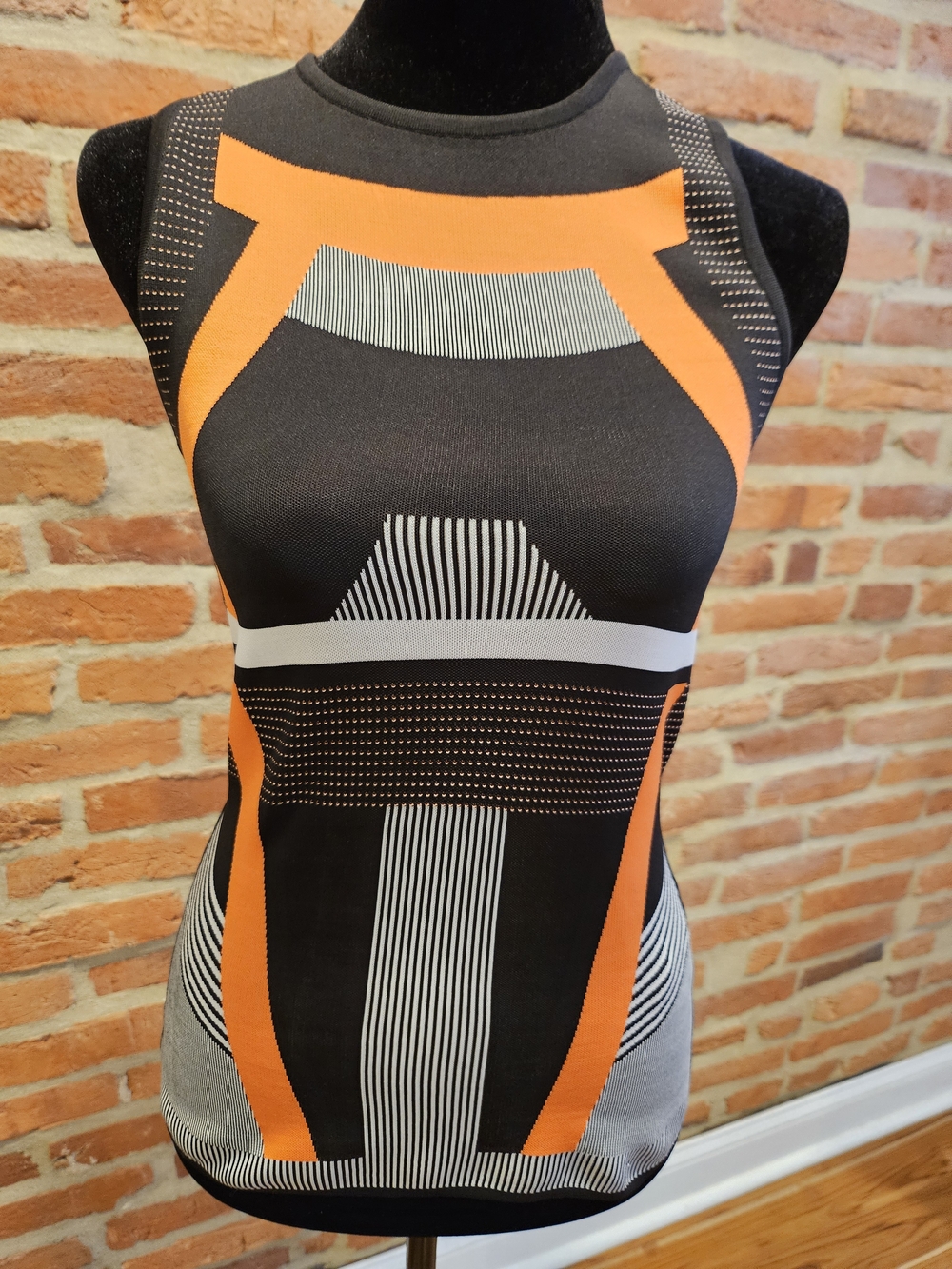 Adidas by Stella McCartney Black Orange and White Sculpted Seamless Tank Top